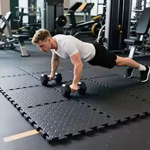 Dalles de Tapis de Fitness Emboîtables Kairosia® – Lot de 16 (30 × 30 cm) en Mousse EVA Antidérapante